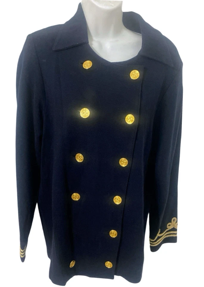 Blazer August Max Feminino Tamanho X (14/16) Azul Marinho Botão para Cima - Imagem 2 de 4