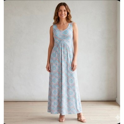 Talbots Women's Medallion Print Sleeveless Empire Waist Maxi Dress Size  Medium | eBay