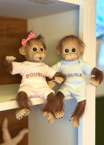 Double Trouble Poseable Baby Orangutan Twins 🐒🩵💗