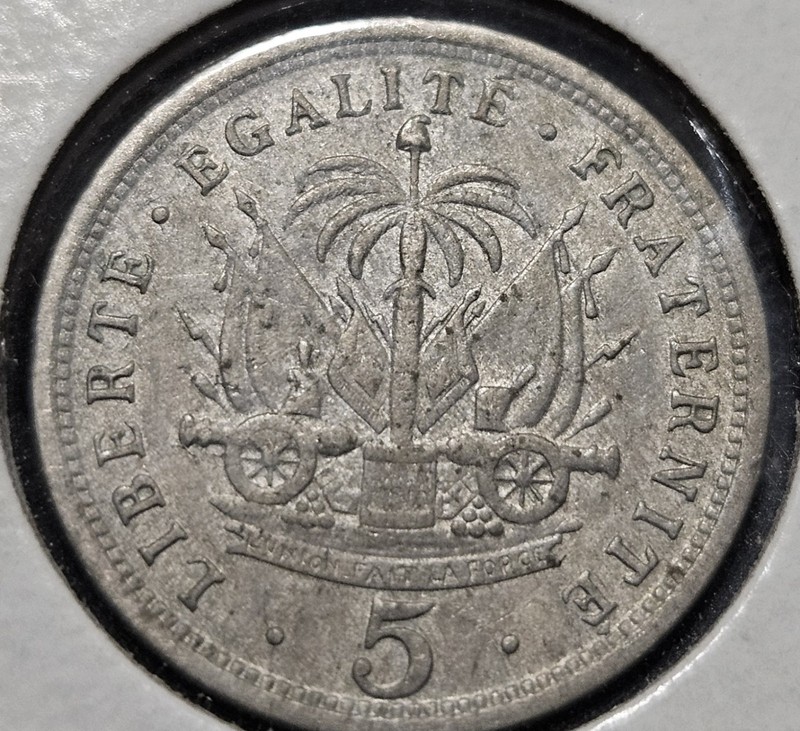 1904 Haiti 5 Centimes Copper Nickel Coin