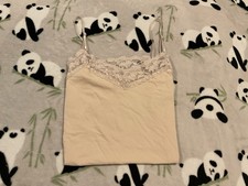 Bozzolo Women  s Tank Top Size Medium Beige Cami Spaghetti Strap Lace Trim