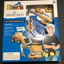 Create  Learn DIY Construction 7 piece tool kids set with REAL tools brand new