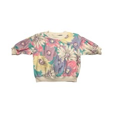 Obenna Vintage 80s Floral Short Sleeve Sweatshirt Pastel Pink Purple Petite USA