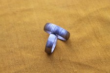 Damascus steel finger ring silver liner inside valentines couple gift 14/7.5 siz