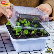 3 pcs 12-Hole Seedling Tray Set with Cover Plastic Plant Starter Box
