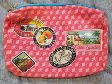 Estee Lauder Pink Travel Patch Cosmetic Bag Zip Closure 9 x 7 inches