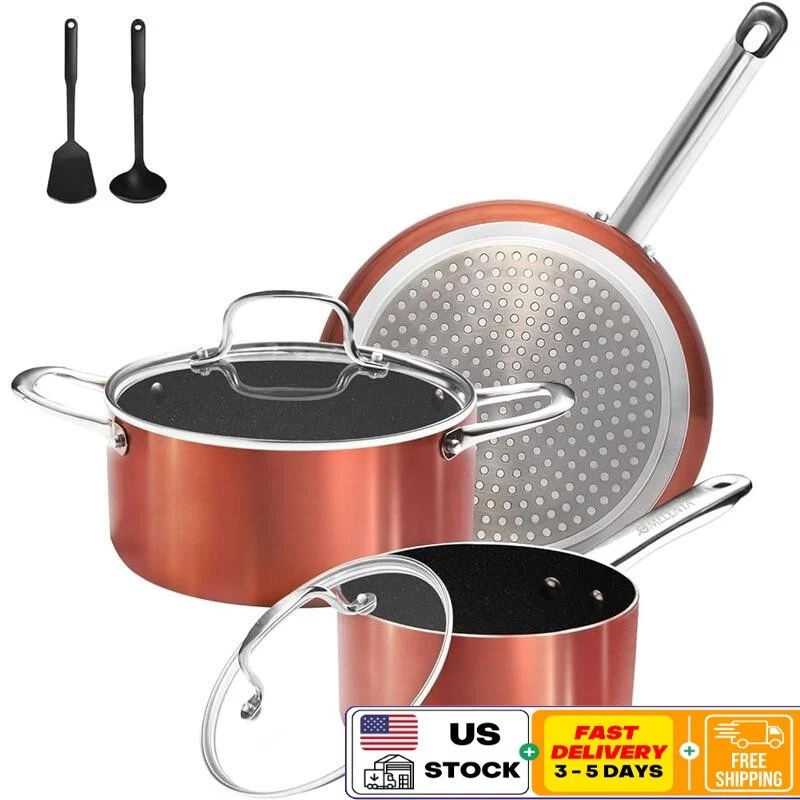 7PCS Pots and Pans Cooking Set Non Stick Ceramic Induction Kitchen Cookware Set