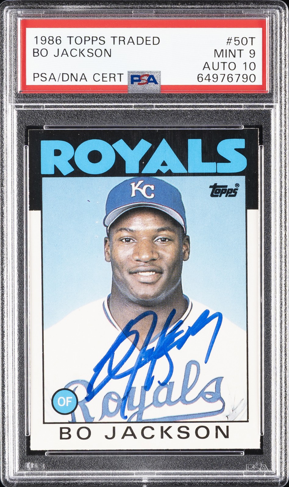 1986 TOPPS TRADED #50T BO JACKSON ROOKIE RC PSA 9 AUTO 10
