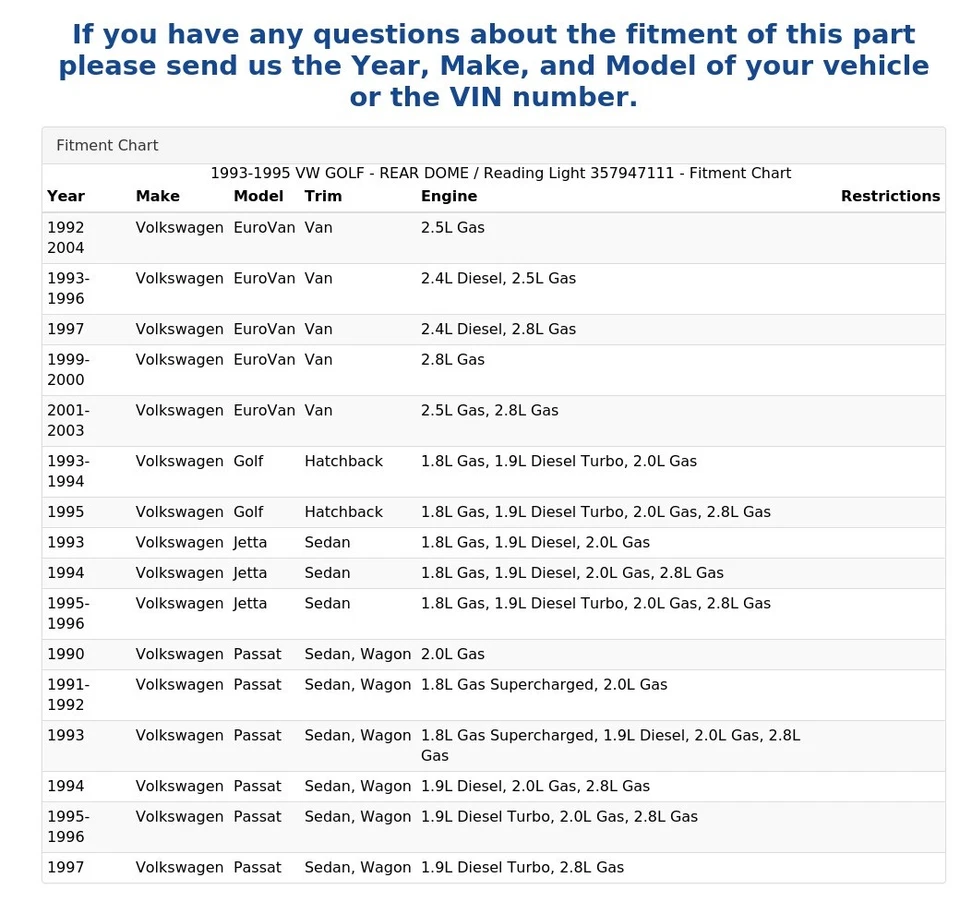 VW GOLF 1993-1995 - cúpula trasera / luz de lectura 357947111 Foto 4 de 4