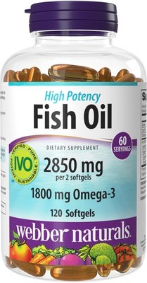 Fish Oil 2850 mg, High Potency, 1,800 mg Omega-3 per Serving, 120 Clear Enter...