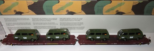 Märklin 47431-01 H0 par de vagones planos Laads 800B cargado con 4 modelos ISAF Herpa | Zustand: Neu