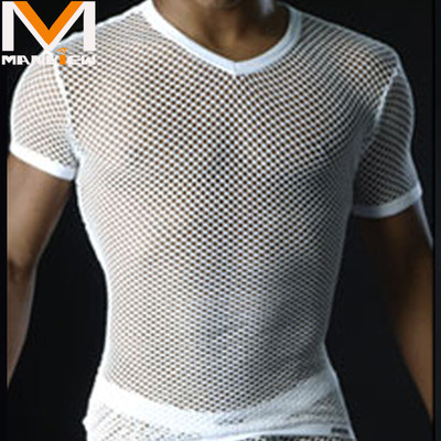 T-Shirt Gr. M weiß Netz transparent Manview by NEOFAN sheer sexy Ref M09