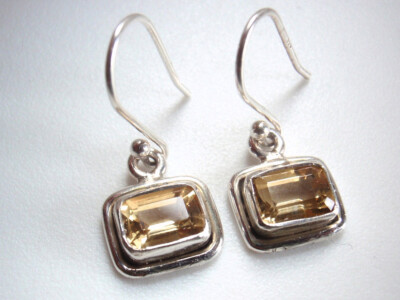 Kleine facettierte Citrin 925 Sterling Silber Ohrhänger