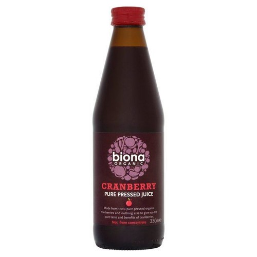 Biona Organic Cranberry Juice Pure 100 Cranberry 330ml (Pack of 6