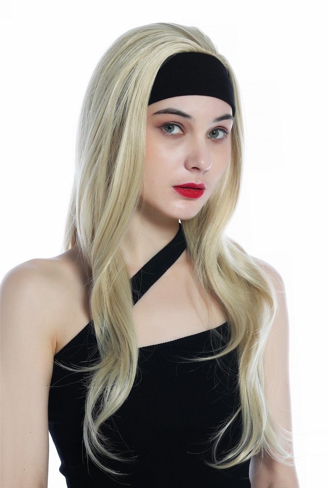 Wig Hairpiece Halfwig Headband 65 long Smooth Blonde Light Golden Blonde