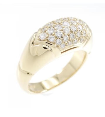 BVLGARI✝️  Bvlgari 18K Yellow Gold Pave Diamond Tronchetto Ring | eBay
