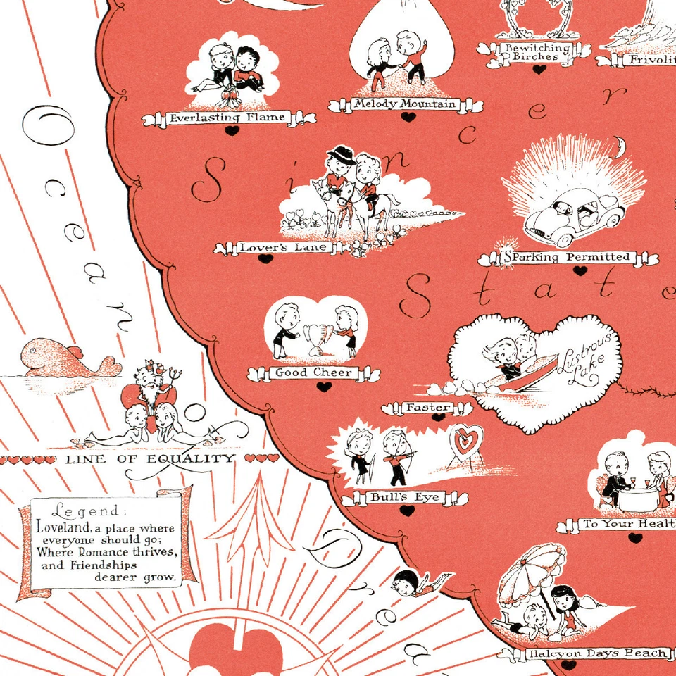 Pictorial map of Loveland, 1943 | 30x20" Mid size | Poster, love, for couple - Image 4 of 4