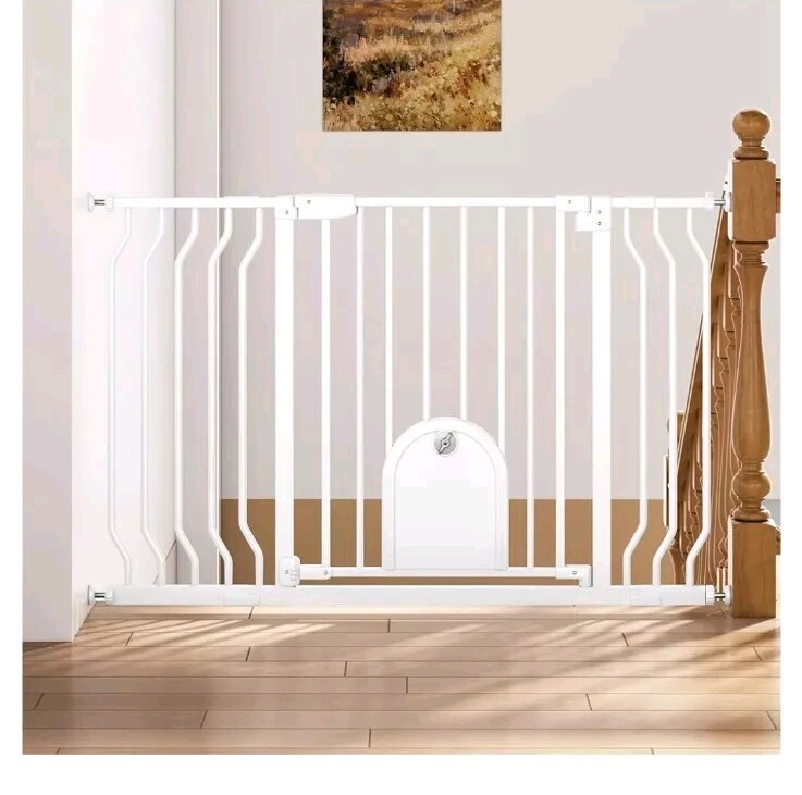 Baby Gate With Cat Door HUNTEA Baby Gate With Lockable Pet Door ...