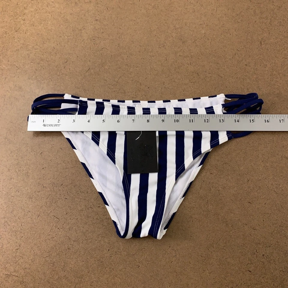 Nuevo bikini South Beach para mujer parte inferior de natación azul blanco a rayas cuerda elástica 14 Foto 3 de 4
