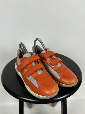 Children's Vintage Prada America's Cup Orange Leather Sneakers Children's Vintage Prada America's Cup Orange Leather Sneakers