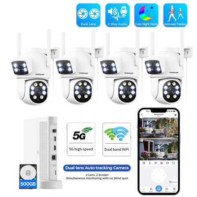10CH NVR WLAN Überwachungskamera Set Außen mit Dual-Objektiv Dual-Ansicht 5GHz