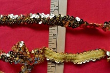 GOLD STRETCH SEQUIN TRIM  3/4 INCHES WIDE 2 PIECES  1 YARD  1 3/4 YARDS