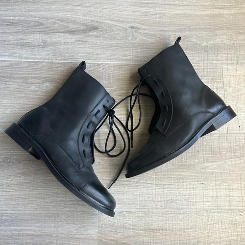 Urban Outfitters Schnürstiefel schwarz Militär Reißverschluss Kappe Zehe Herren Größe 10 Kampf