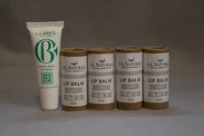 Bundle of 5 Natural Lip Balms J&L Naturals Naked x4 & Clark's Vegan NEW