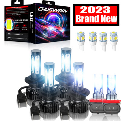 For BMW X3 2004-2014 6x 4-Sides LED Headlight Hi/Lo + Fog Light Bulbs Combo Kit