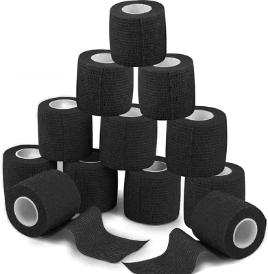 ANAMPION 12 Rolls Self-Adhesive Football Sock Tape 5Cm X 4.5M Self Adherent Cohe