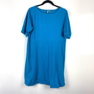 ASOS Cotton Dress Blue Short Sleeve Casual Summer Plus Size Women's 16