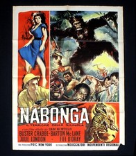 NABONGA manifesto poster Buster Crabbe Barton MacLane Ape Scimmia Giungla C62