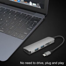 Multi Port 5-in-1 Hub Type-C Adapter USB-C to HDMI HD SD/TF Cable Adapter Hub