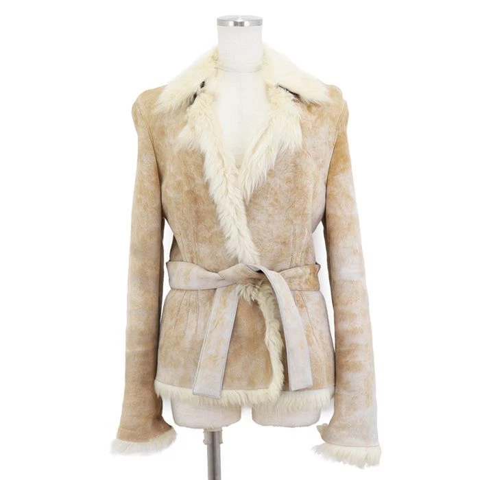 Gucci Véritable Cyaling Stand Couleur Ceinturée Mouton Veste Signature Logo Bouton Froid O