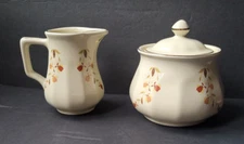 JEWEL TEA  AUTUMN LEAF BELLEVUE CREAMER AND SUGAR BOWL HALL CHINA