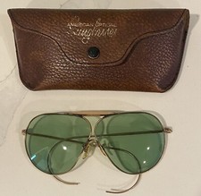 Vintage American Optical AO Ful-Vue Light Green 1/10 12k GF Aviator w/Case