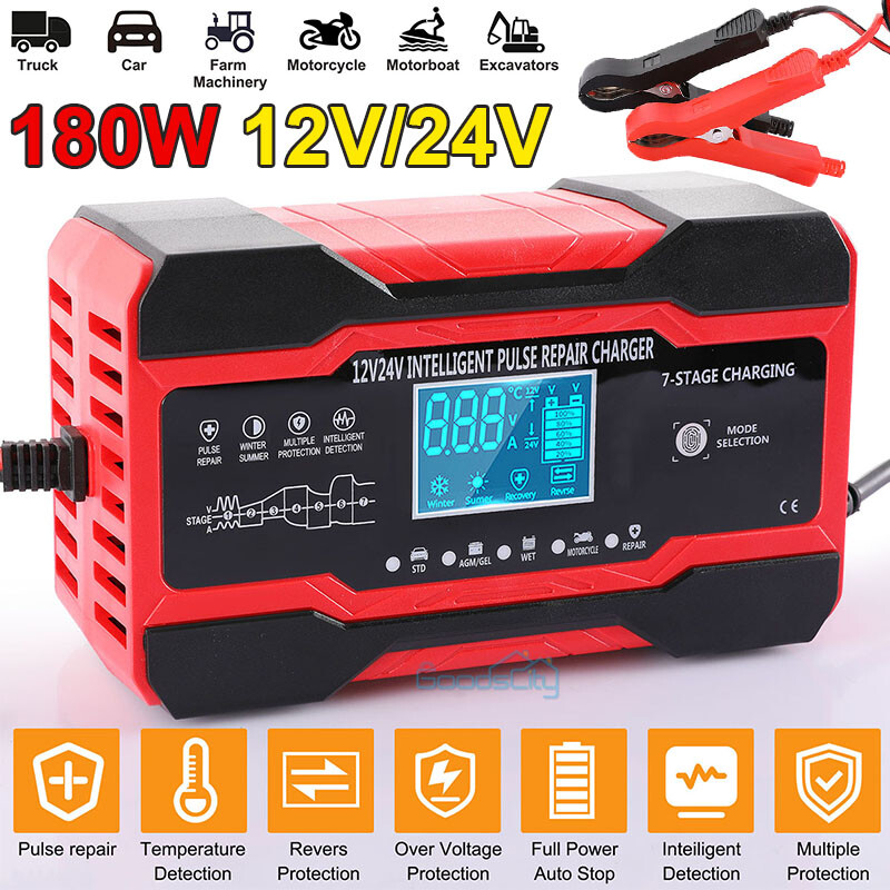 180W 12/24V Fully-Automatic Smart Car Battery Charger Maintainer