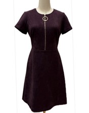 Calvin Klein NWOT Velvet Purple Short Sleeves Fit & Flare Dress 4
