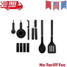 17 Piece Kitchen Cooking Utensil Set Ergonomic Handles Black