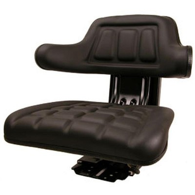 Black Universal Tractor Seat With Full Suspension and Adjustable Angle Base