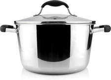 18/10 Tri-Ply Stainless Steel Dutch Oven, Chef’S Pan with Glass Lid, Induction C