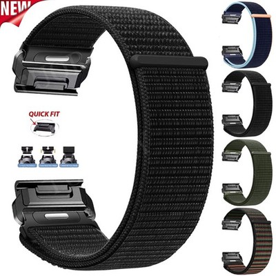Für Garmin Fenix 3 HR 6 6X Pro 5 5X Plus 8 E 7 7X Quick Fit Nylon Loop Armband