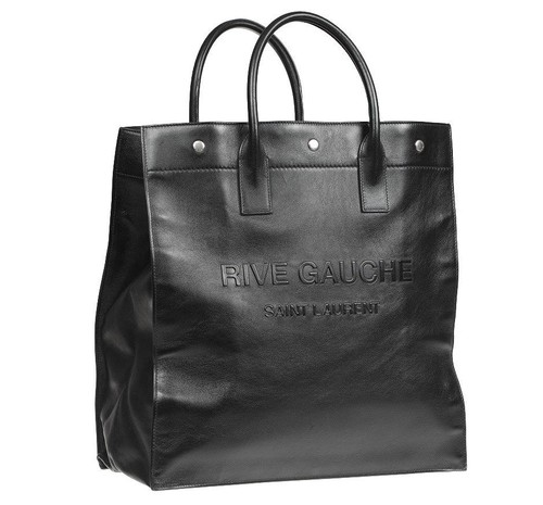 NEW YSL SAINT LAURENT LUXURY BLACK LEATHER LOGO TOTE BAG HANDBAG