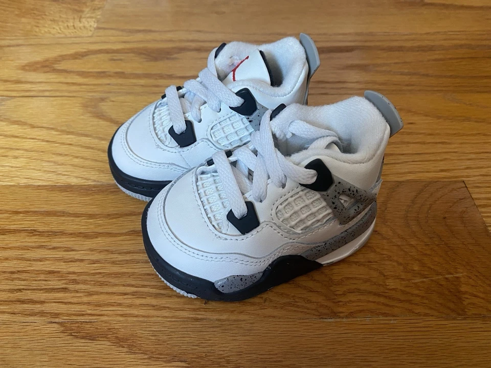 NEW Nike Air Jordan 4 Retro OG TD White Cement IB4387-100 Toddler Size 2c - Image 2 of 4