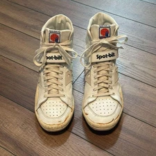 Rare Vintage Spot-Bilt NBTA Basketball Shoes Men's US 11 White High Top NBA