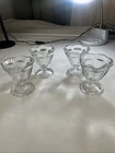 4 Vtg Anchor Hocking Glass Tulip Ice Cream Sundae Parfait Footed Dessert Cups 4"