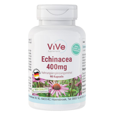 Echinacea 400 mg - 90 Kapseln Sonnenhut - hochdosiert + vegan | ViVe Supplements