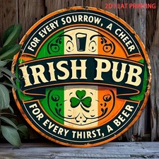 2D Flat, Irish Pub Wall Tin Metal Signs Home D cor 8x8 Vintage Irish-Themed Bar