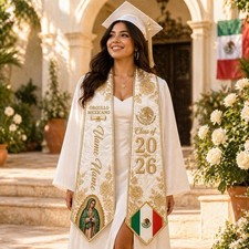 Personalized Mexican Graduation Stole 2026, Virgen de Guadalupe Catholic Sash