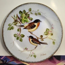 Vintage Royal Crown Fine China Hand Painted Birds Dinner Plate /262 J. Robert